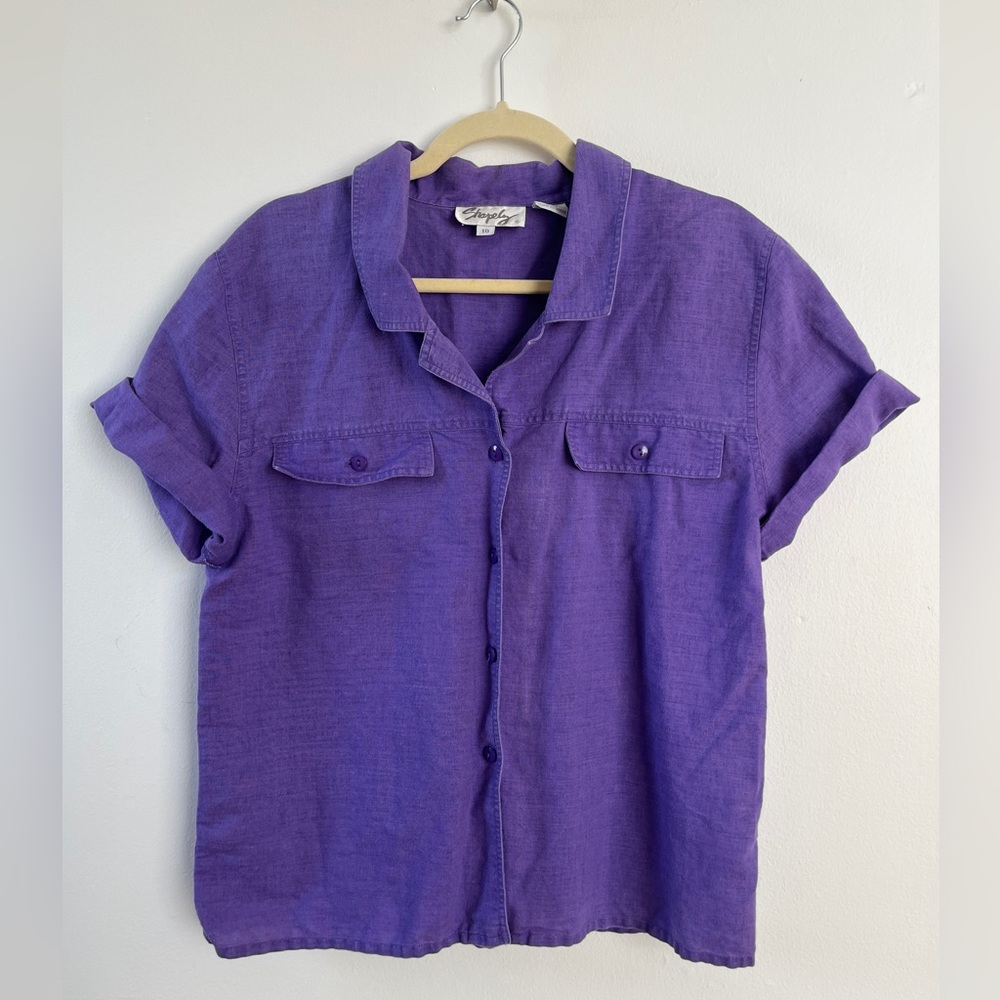 80s Purple Button-Up Shirt